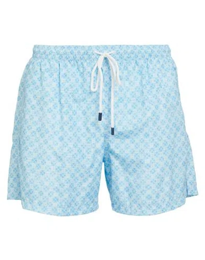 Fedeli Man Swim Trunks Light Blue Size L Recycled Polyester In Black