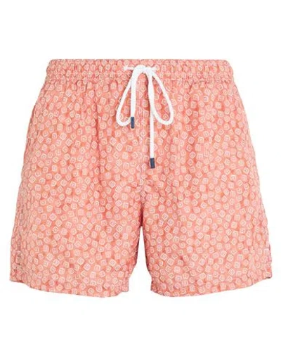 Fedeli Man Swim Trunks Rust Size M Recycled Polyester In Red