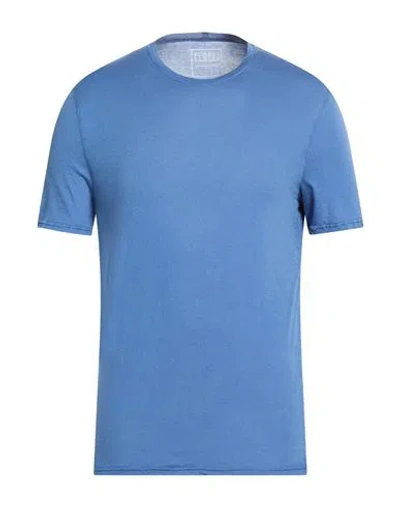 Fedeli Man T-shirt Azure Size 40 Cotton In Blue