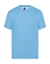 Fedeli Man T-shirt Azure Size 46 Linen, Elastane In Blue