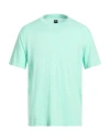 Fedeli Man T-shirt Light Green Size 46 Linen, Elastane In Blue