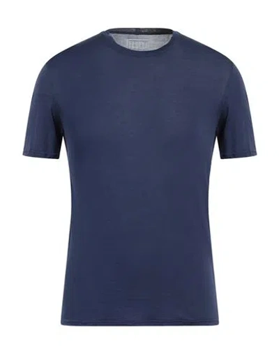 Fedeli Man T-shirt Midnight Blue Size 42 Cotton In Blue