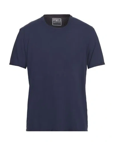 Fedeli Man T-shirt Midnight Blue Size 44 Cotton, Elastane