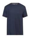 Fedeli Man T-shirt Navy Size 44 Linen, Elastane
