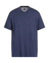 Fedeli Man T-shirt Navy Size 48 Linen, Elastane In Blue