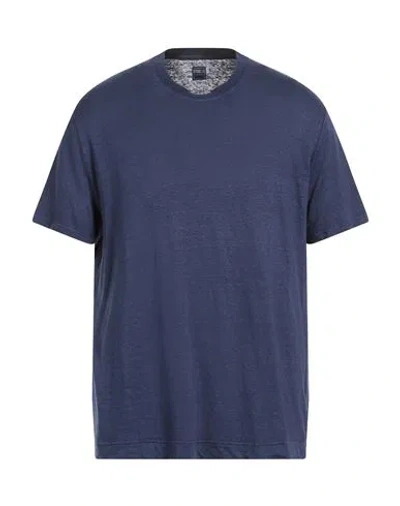 Fedeli Man T-shirt Navy Size 48 Linen, Elastane In Blue