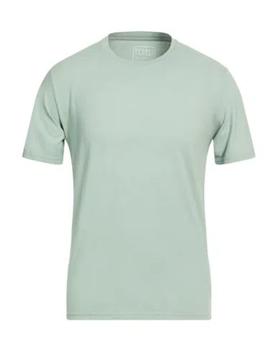 Fedeli Man T-shirt Sage Green Size 36 Cotton, Elastane In Gray
