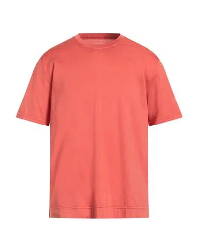 Fedeli Man T-shirt Salmon Pink Size 46 Organic Cotton In Red