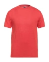 Fedeli Man T-shirt Tomato Red Size 44 Linen, Elastane