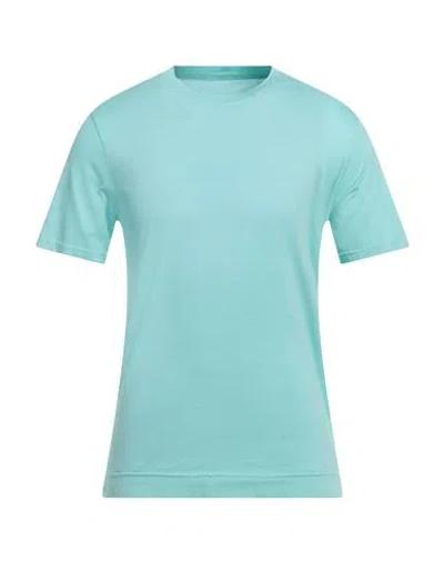 Fedeli Man T-shirt Turquoise Size 36 Organic Cotton In Blue