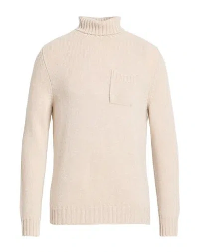 Fedeli Man Turtleneck Beige Size 40 Virgin Wool, Cashmere In Neutral