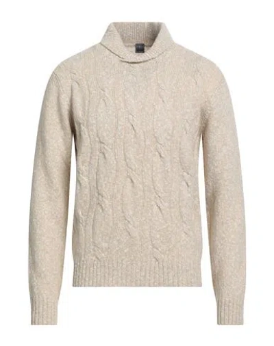 Fedeli Man Turtleneck Beige Size 40 Wool, Cashmere In Neutral