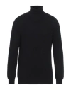 Fedeli Turtleneck Sweater In Virgin Wool And Cashmere Blend In Black