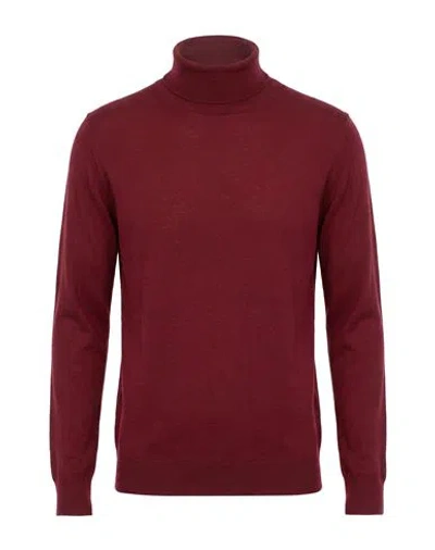 Fedeli Man Turtleneck Burgundy Size 48 Cashmere, Silk