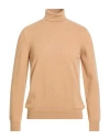 Fedeli Man Turtleneck Camel Size 40 Cashmere In Neutral