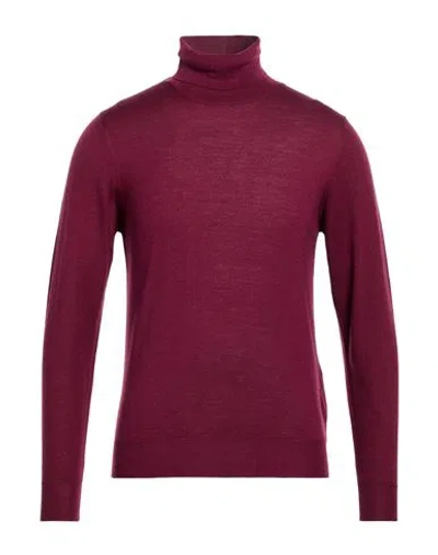 Fedeli Man Turtleneck Garnet Size 44 Merino Wool In Burgundy