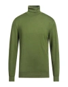 Fedeli Man Turtleneck Green Size 38 Merino Wool