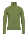 Fedeli Man Turtleneck Green Size 46 Cashmere, Polyamide, Elastane In Green