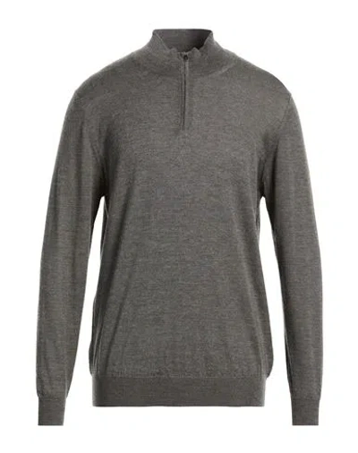 Fedeli Man Turtleneck Grey Size 48 Cashmere, Silk In Black