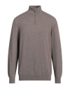 Fedeli Man Turtleneck Khaki Size 44 Cashmere In Gray