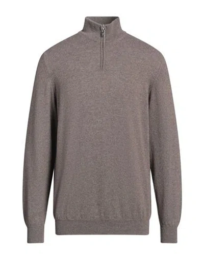 Fedeli Man Turtleneck Khaki Size 44 Cashmere In Gray
