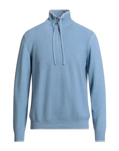 Fedeli Man Turtleneck Light Blue Size 40 Cashmere