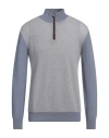 Fedeli Man Turtleneck Light Blue Size 40 Virgin Wool, Cashmere In Blue