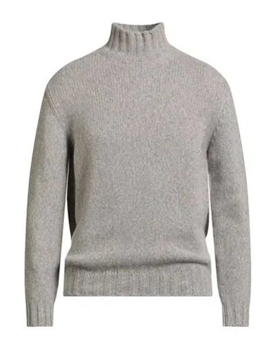 Fedeli Man Turtleneck Light Grey Size 42 Alpaca Wool, Virgin Wool In Gray