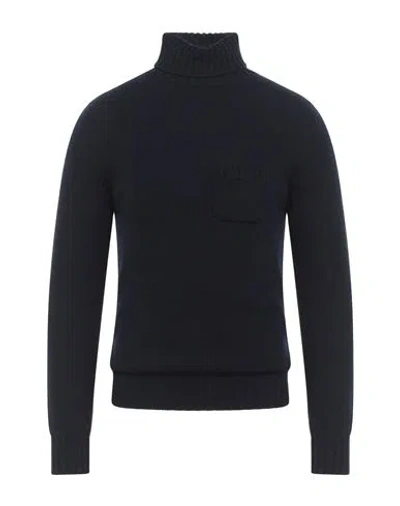 Fedeli Man Turtleneck Midnight Blue Size 42 Virgin Wool, Cashmere In Black