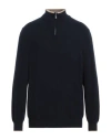 Fedeli Man Turtleneck Midnight Blue Size 50 Virgin Wool In Blue