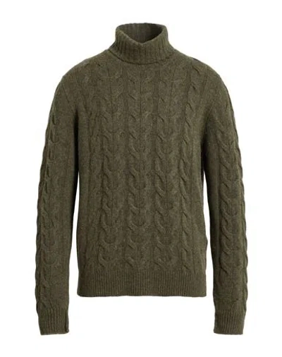 Fedeli Man Turtleneck Military Green Size 40 Virgin Wool, Cashmere