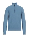 Fedeli Man Turtleneck Pastel Blue Size 40 Cashmere