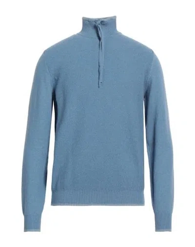 Fedeli Man Turtleneck Pastel Blue Size 40 Cashmere