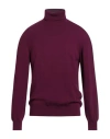 Fedeli Man Turtleneck Plum Size 50 Cashmere In Burgundy