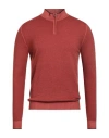 Fedeli Man Turtleneck Rust Size 42 Merino Wool In Red