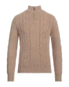 Fedeli Man Turtleneck Sand Size 40 Cashmere In Beige