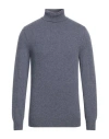 Fedeli Man Turtleneck Slate Blue Size 42 Cashmere In Blue