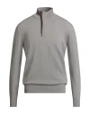 Fedeli Man Turtleneck Taupe Size 40 Cashmere, Lambskin In Gray