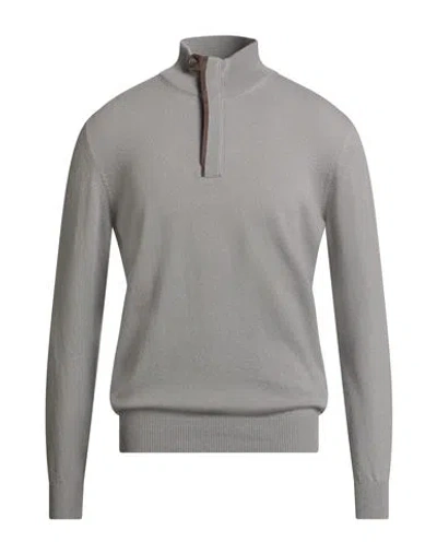 Fedeli Man Turtleneck Taupe Size 40 Cashmere, Lambskin In Gray