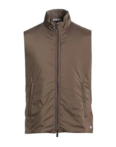 Fedeli Man Vest Taupe Size 38 Polyester In Green