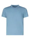 Fedeli Melange Linen Short-sleeved T-shirt In Blue