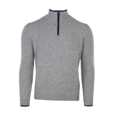 Fedeli Men's Cashmere Bicolor & Suede Quarter Zip In Grey