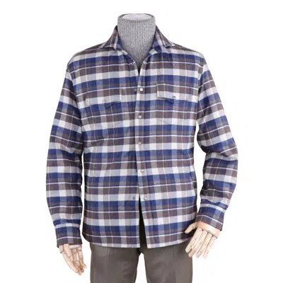 Fedeli Men's Dylan Giacca Quilted Flannel Shirt Jacket In Brown In Multi