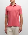 Fedeli Men's Frosted Cotton Pique Polo Shirt In Nantucket Red