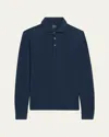 Fedeli Long Sleeve Polo In Organic Cotton In Blue