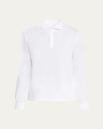 FEDELI MEN'S GIZA COTTON LONG-SLEEVE PIQUE POLO SHIRT