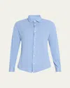Fedeli Men's Heathered Pique Sport Shirt In Lt Blu