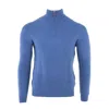 Fedeli Men's Honeycomb Cashmere Quarter Zip In Denim In Multi