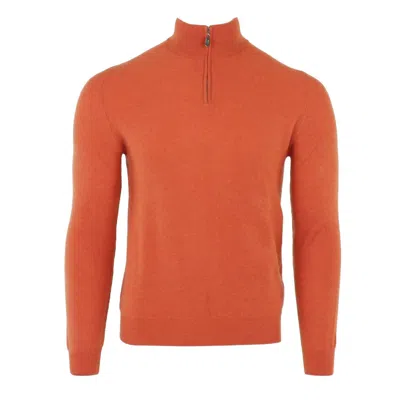 Fedeli Men's Honeycomb Cashmere Quarter Zip In Rame In Multi