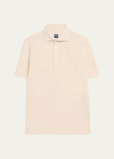 Fedeli Men's Linen-cotton Pique Polo Shirt In Neutral